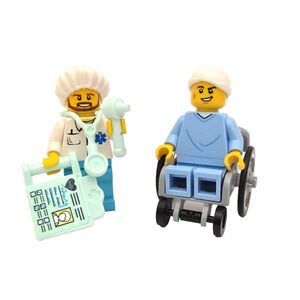 LEGO Doctor & Patient Minifigure MOC Lot - Stethoscope Chart Wheelchair Bandage